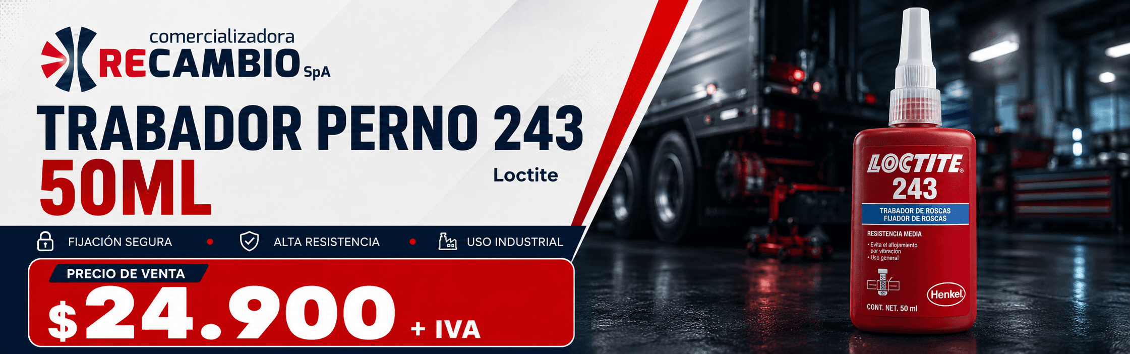 Trabador Perno Loctite 243 50ml - $24.900 + IVA